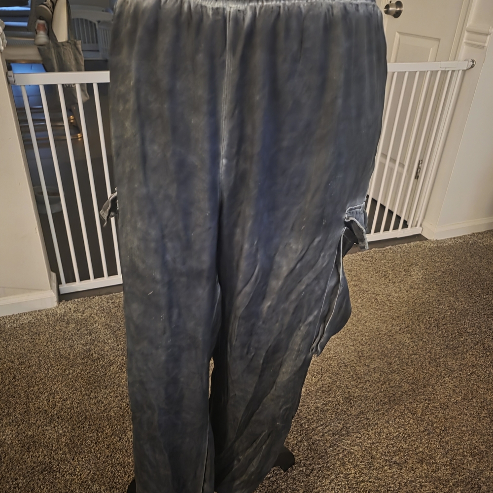 Nicole Miller Slate Blue Drawstring Track Joggers